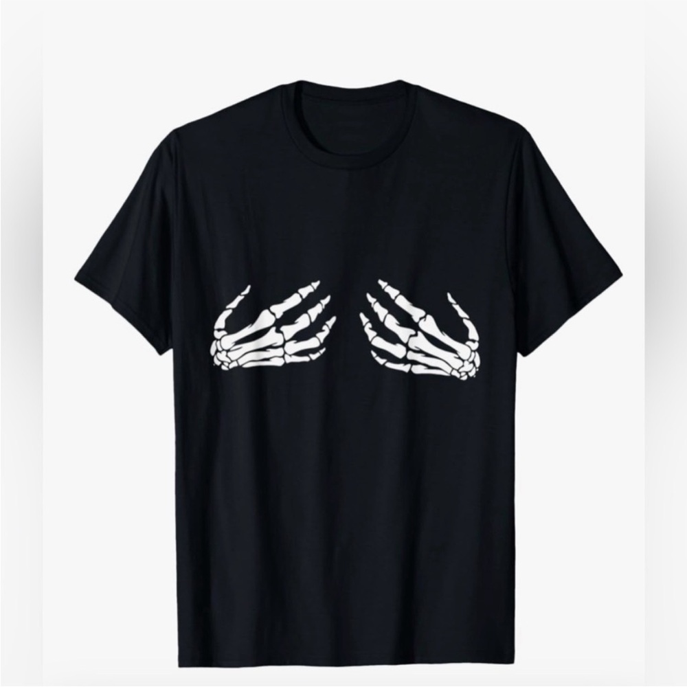 Black Skeleton Hands Graphic T-Shirt Funny Halloween Humorous